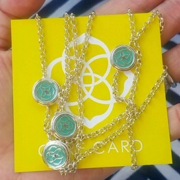 Kendra Scott Terrill Long Necklace Teal Logo NWT